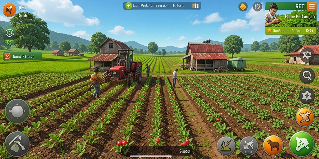 Tampilan gameplay menarik di dunia pertanian virtual 9ET.