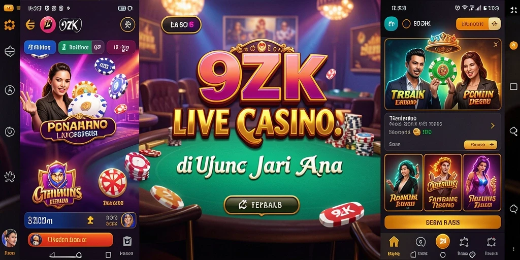 Tampilan gameplay Live Casino yang mendebarkan di aplikasi 9ZK.