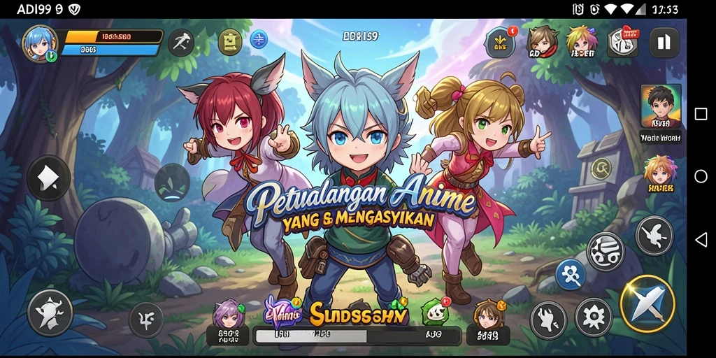 Gameplay seru ADI99 menampilkan aksi karakter anime yang dinamis.