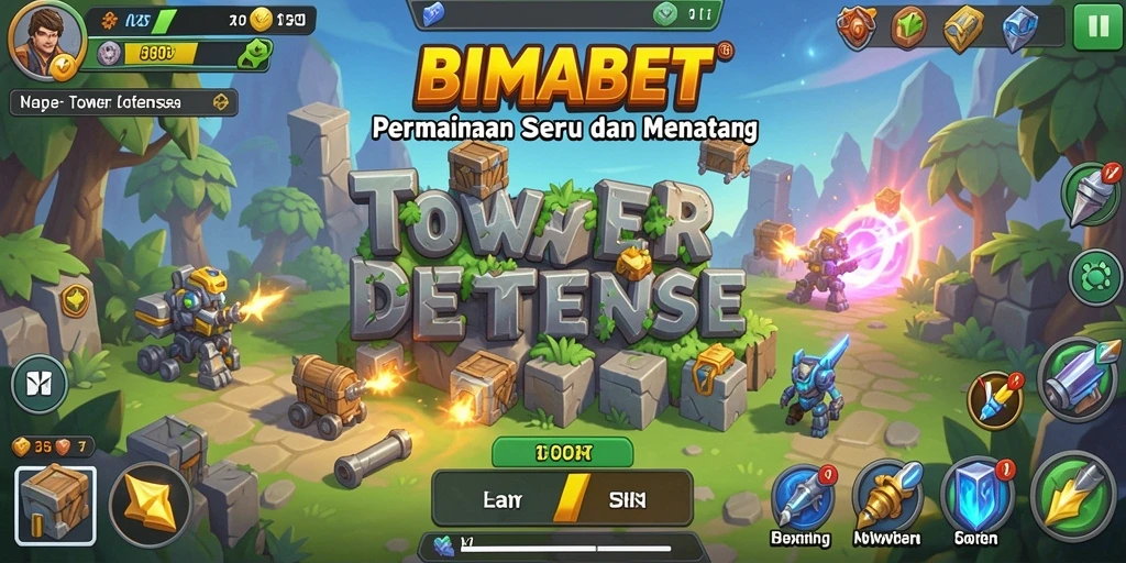 Tampilan gameplay seru dan menantang dalam BIMABET Tower Defense.