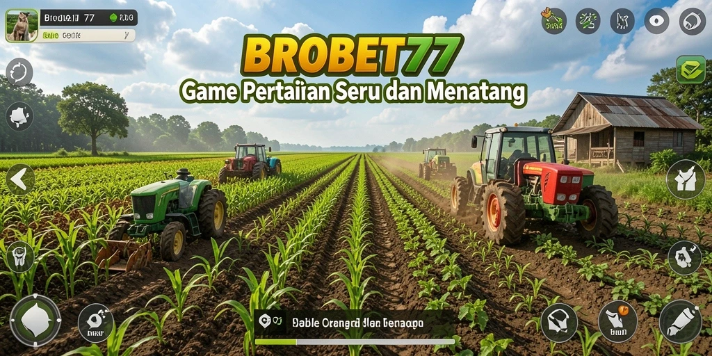 Screenshot gameplay BROBET77 menunjukkan keseruan bertani dan manajemen lahan.