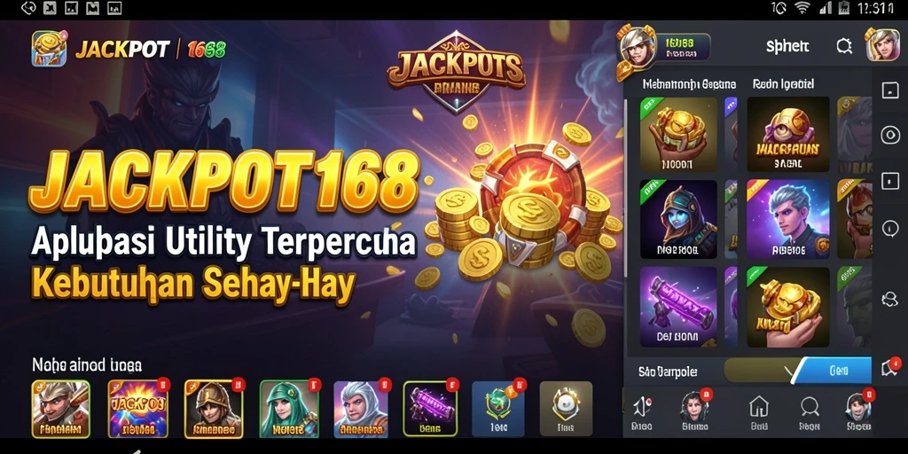 Tampilan aplikasi JACKPOT168 dengan fitur Utility yang menarik.