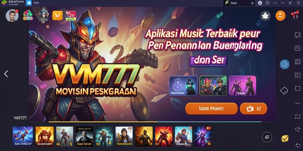 Tampilan gameplay VM777 yang penuh warna dan menarik saat bermain musik.